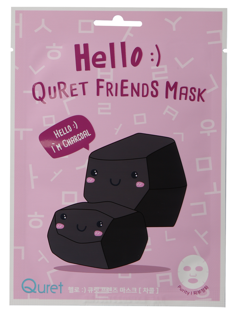 HELLO:) QURET FRIENDS MASK　<炭>　5枚セット